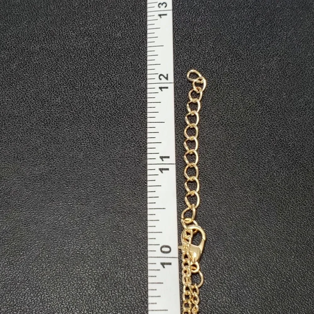 Gold tone red enamel rose pendant necklace 20-22